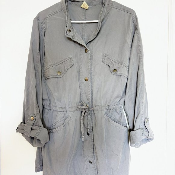 Faded Glory Grey Utility Blouse with Tie Waist, size 2X - Picture 1 of 6